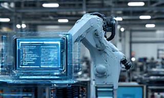 Industrial robotic arm with IoT sensor overlays